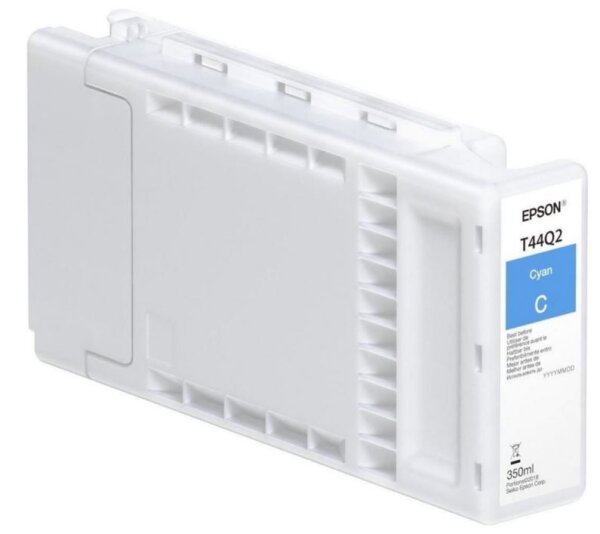 Epson T44Q2 Cyan Tintenpatrone mit 350 ml Fassungsvermögen, rechteckig, weißes Kunststoffgehäuse