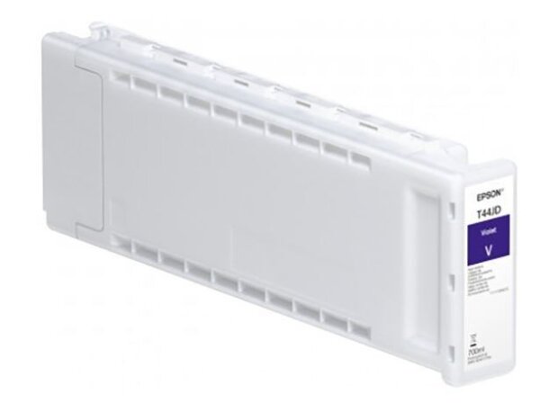 Epson T44JD violette Druckerpatrone in rechteckigem weißem Kunststoffgehäuse