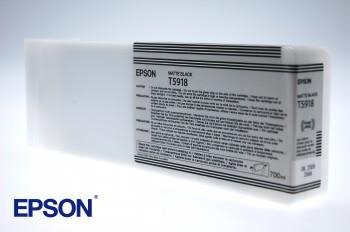 Epson Tintenpatrone aus weißem Kunststoff mit Etikett der Farbe des Inhaltes
