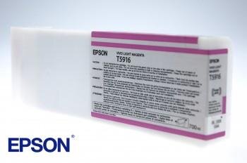 Epson Tintenpatrone aus weißem Kunststoff mit Etikett der Farbe des Inhaltes