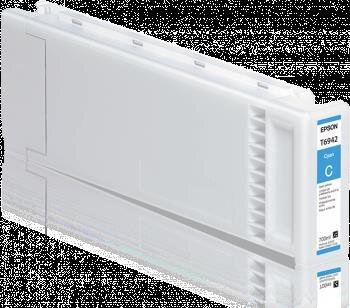 Epson Tintenpatrone aus weißem Kunststoff mit Etikett der Farbe des Inhaltes