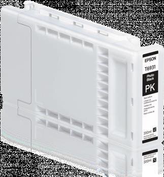 Epson Tintenpatrone aus weißem Kunststoff mit Etikett der Farbe des Inhaltes