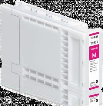 Epson Tintenpatrone aus weißem Kunststoff mit Etikett der Farbe des Inhaltes