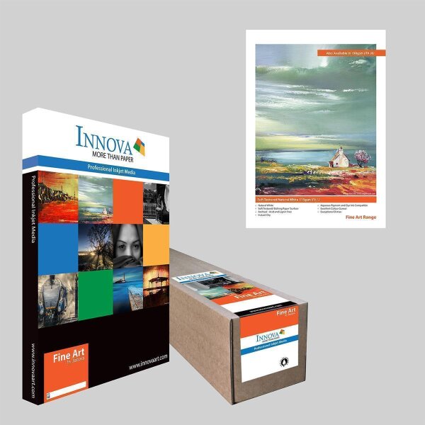 Verpackung von Innova Professional Inkjet Media Fine Art Papier mit Landschaftsbildern und Produktdetails