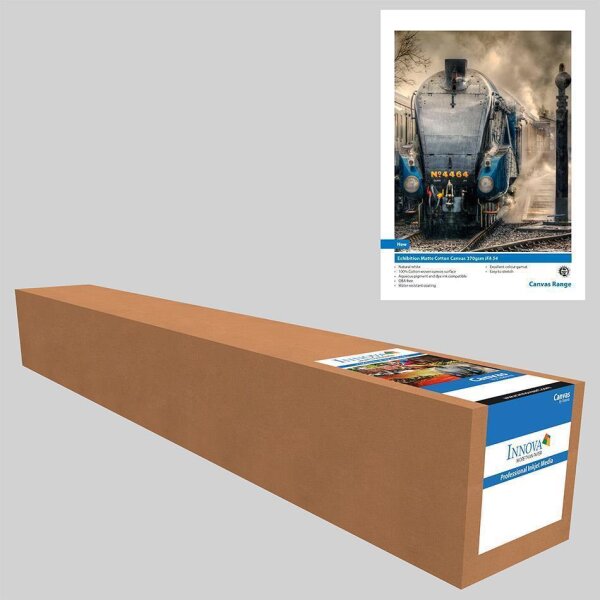 Eine große Papierrolle mit einem Bild eines Zuges darauf.