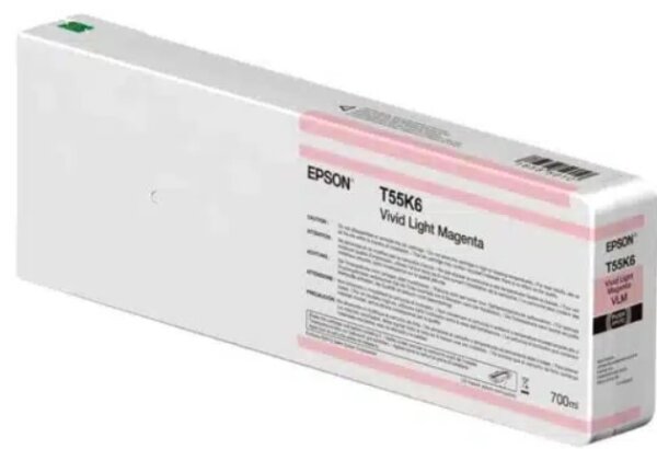 Epson Tintenpatrone aus weißem Kunststoff mit Etikett der Farbe des Inhaltes