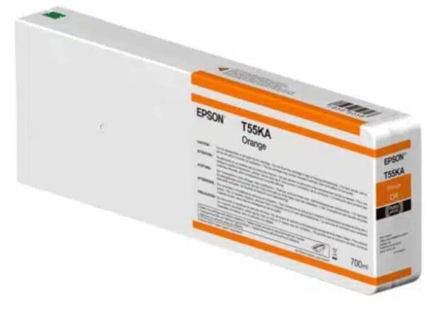 Epson Tintenpatrone aus weißem Kunststoff mit Etikett der Farbe des Inhaltes